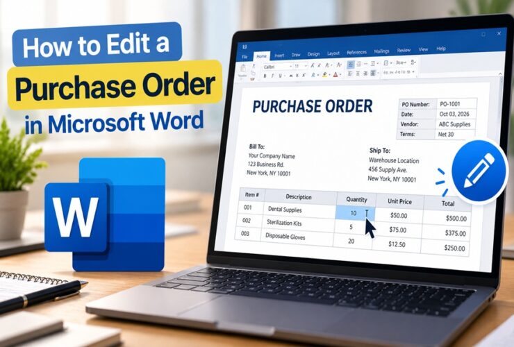 how to edit a purchase order in microsoft word