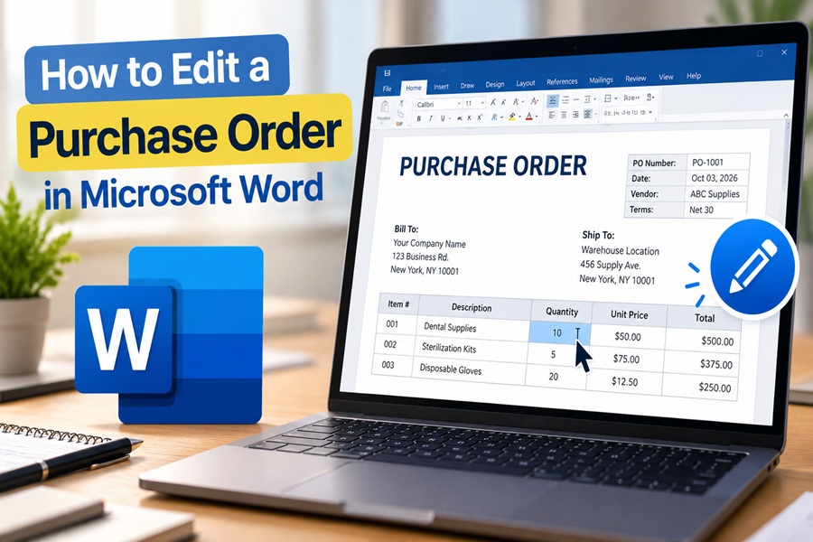 how to edit a purchase order in microsoft word